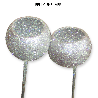Bell Cup Silver Glitter on Stick