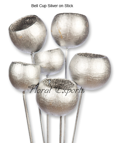 Bell Cup Pods Silver on Stick - Christmas Decorations Wholesale