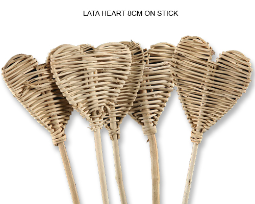 Lata Heart 8cm on Stem - Bulk Decorative Supplies