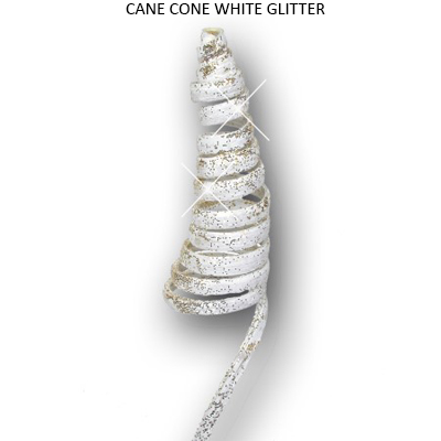 Cane Cone White Glitter - Christmas Deco Ornaments