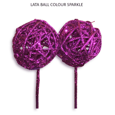 Lata Ball 6cm Purple Sparkle on Stick