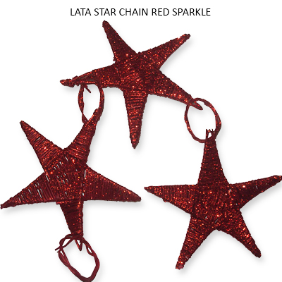 Lata Star Big Chain Red Sparkle - Christmas Decorations Star