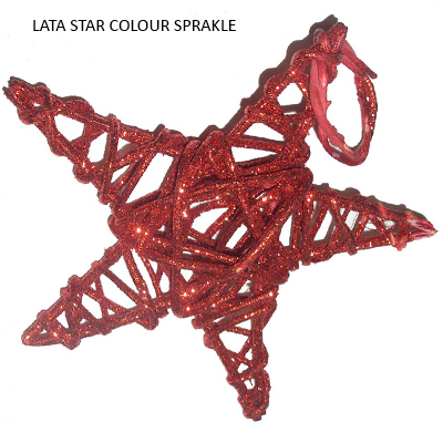 Lata Star Hanging Red Sparkle - Wholesale Christmas Decorations
