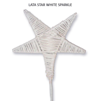 Lata Star White Sparkle on Stick - Christmas Decorations