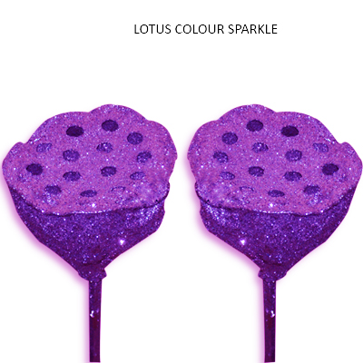 Lotus Pods Samall Purple with Glitter on Stem