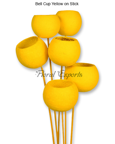 Bell Cup on Stick Yellow 6pc bunch
