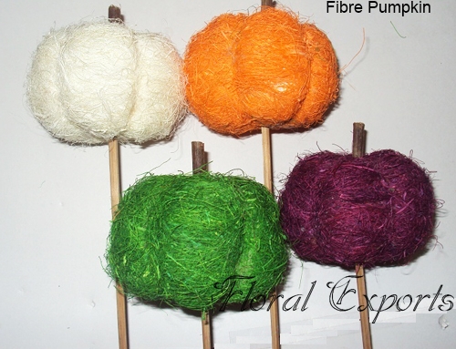 Fibre Pumpkin on Stick Assorted Color